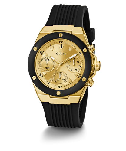 Guess Ladies Black Gold Tone