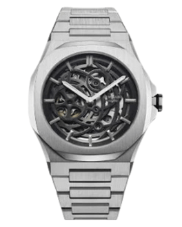 Skeleton Uhr Ansicht von vorne in Silber